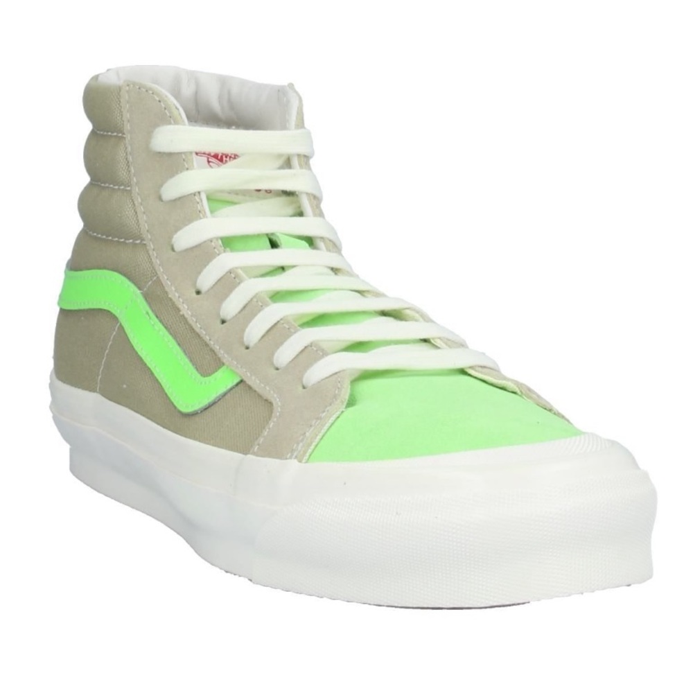 VANS Neon Green & Beige High Top Skater Sneaker - Picture 4 of 8
